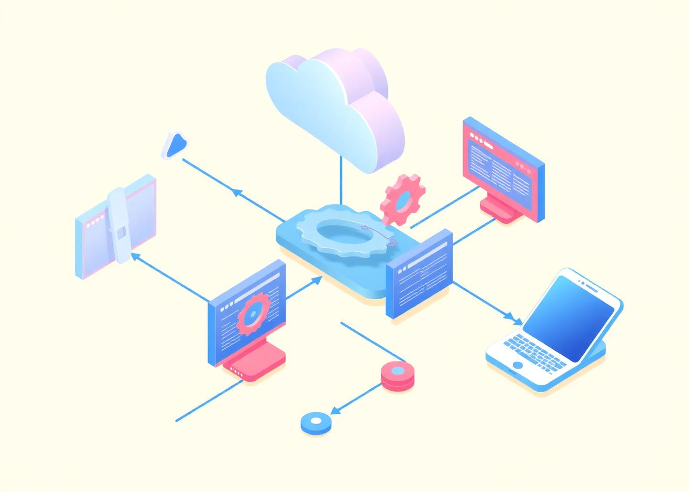 Isometric web architecture illustration